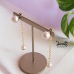 まるでピアス＊揺れるコットンパールマグネットピアス＊ピンク