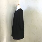 黒無地ワッシャー　後ろボタンのかっぽう着　　着丈92