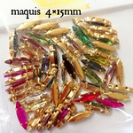 ゴールド台座  ロングマーキス 4×15mm colormix 50個
