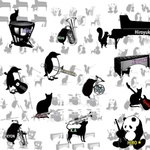 楽器モチーフ　ステッカー　動物シリーズ　文字入れ無料