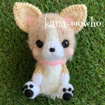 ＊ ふわもこ あみぐるみ ワンちゃん（コーギー 薄茶）＊