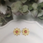 送料無料✴︎アレルギー対応✴︎再販♡gold シルキー ピンク♡パールと透かしフラワーのピアス・イヤリング
