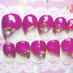 RUNA♪ベリショパープルピンク変形フレンチネイルチップ