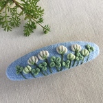 刺繍バレッタ7×2 シロツメクサ