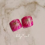 ＊現品＊ピンク フラワー ニュアンス フットネイルチップ