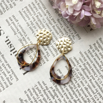  shizukuグレーブラウン系マーブルミックス✳︎ ゴールド✳︎イヤリング/ピアス