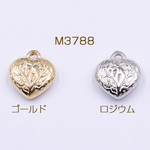 送料無料 40個 CCBチャーム ハート 15×17mm 花模様B【40ヶ】 M3788-G