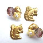 リスとどんぐり（お花編）ピアス・イヤリング