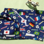 給食セット◆40×60ランチョンマット＆給食袋◆紺・サッカーボール.国旗◆男の子