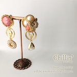 2way ❁︎ allongé coralpink ❁︎  ボタンピアス/イヤリング