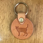 11.牛革「猫キーホルダー」ナチュラル
