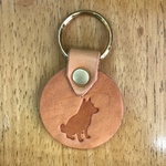 14.牛革「日本犬キーホルダー」ナチュラル
