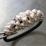 スワロフスキーパール×キュービックジルコニア　大人のヘアゴム　（金具silver）