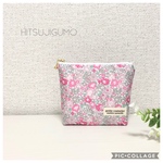 小さめポーチ＊リバティ＊ピンク小花柄