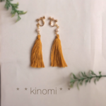 《再×3》秋色♡タッセルとパールのイヤリング＊＊yellow