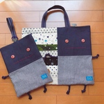 入園入学🌸レッスンバッグ＆上履き入れ＊ロボットくんといっしょ/パッチワーク風