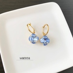 ＊swarovski light sapphire～大人に憧れるシンプルラウンドイヤリング （ピアス）