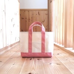 Msize　 8号帆布　 トートバック　トートバッグ　ママバッグ　 キナリ×コーラルピンク　