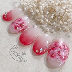 MOROSY178✩ブライダルネイル ブライダル ウェディング 花 フラワー 和装 春 ネイル チップ 赤 レッド