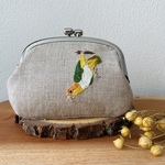 シロハラインコ＊インコ刺繍ミニがま口＊