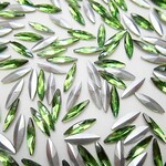 n21★4×15mmマーキス型ガラスストーン★ファーングリーン色★10粒★デコ★ネイルパーツ★ネイルアート★レジン封入