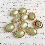 ■限定■若葉色■10個入■18mm■ビンテージボタン (オーバルカラー)　 [1030-18] アクセサリーに!