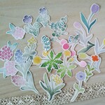 消しゴム版画「お花とリーフのシール」
