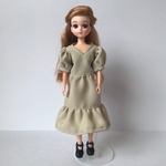 リカちゃんサイズ服＊パフスリーブワンピース（ベージュ）