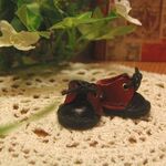 【本革・オビツ１１・靴】バイカラーシューズ　赤×黒