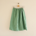 【予約販売】リネン100%　ラプセニのギャザースカート（color：ミントグリーン）