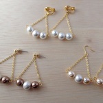 パール3粒の秋冬ピアス