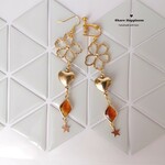 💖ブラウンのガラスパーツがキラキラ✨高見えピアス、イヤリング/010