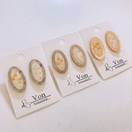 ミモザ✳︎オーバル鼈甲枠ピアス