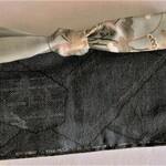 巾広 正絹帯揚deベルト  5.5強×157㎝・老い竹色と海松色に金彩柄　オリジナル品 　半幅帯の帯揚げ  beruto 