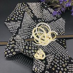 1539半襟&帯留め付き帯締め 総絞り✨同柄ヘアコーム