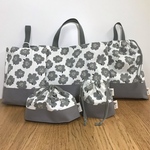 〓NEW〓 北欧調フラワー × グレー □ 入園入学5点セット □ お名前タグ付【翌日発送可】