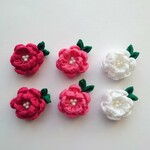 【送料無料】つまみ細工❋葉つき花パーツ　