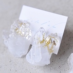 ♡×10000 グレージュオーガンジー＊パールビジューピアス