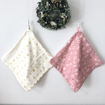 2枚set✨ループ付きガーゼタオル　大きいサイズ　花&ドット