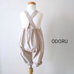 【訳アリ 限定１】極細畦コーデュロイのぷっくりサロペット(オフホワイト100サイズ)