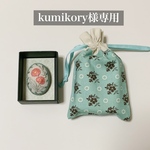 春を感じる刺繍のブローチと巾着セット/たんぽぽ(オレンジ)