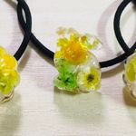 うさぎとお花＊お菓子なゼリーのレジンヘアゴム（3点セットです）イエロー系