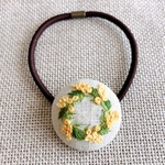 刺繍ヘアゴム　ミモザ　