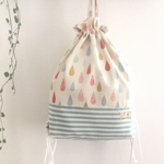 nanonano11様専用  カラフルしずく♡ナチュラル＊ブルーボーダー    体操着入れ