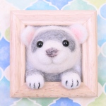羊毛フェルト ひょっこりフェレット（シルバーミット）