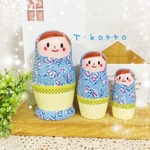 お得訳アリSALE！布貼リョーシカ❤さわやか水色系３姉妹