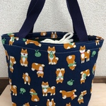 芝犬の持ち手つきお弁当袋　まち大きめ★再販