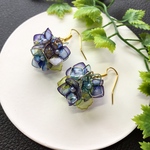 紫陽花 ディップアートのフラワーピアス or イヤリング