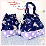 お弁当袋&コップ袋【2点セット】Princess♥︎♥︎♥︎*/ネイビー