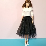 チュールスカート.黒(ドール服)リカちゃんブライスの洋服